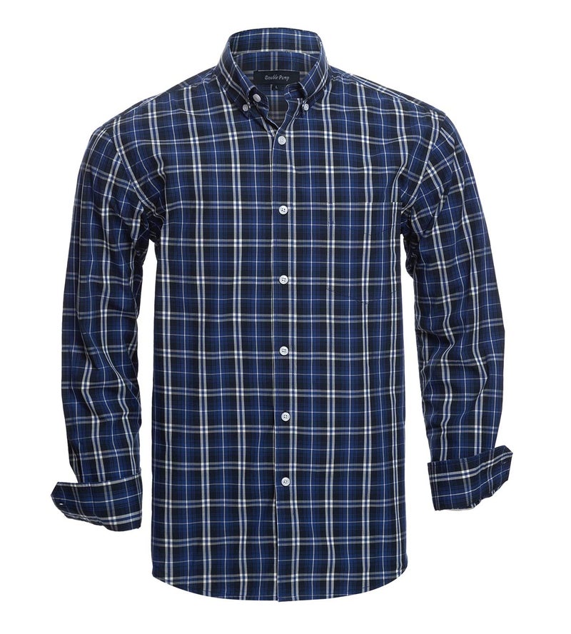 Double Pump Mens Button Down Shirts Cotton Long Sleeve Shirts Regular Fit(RM08LS01,M) - Image 1